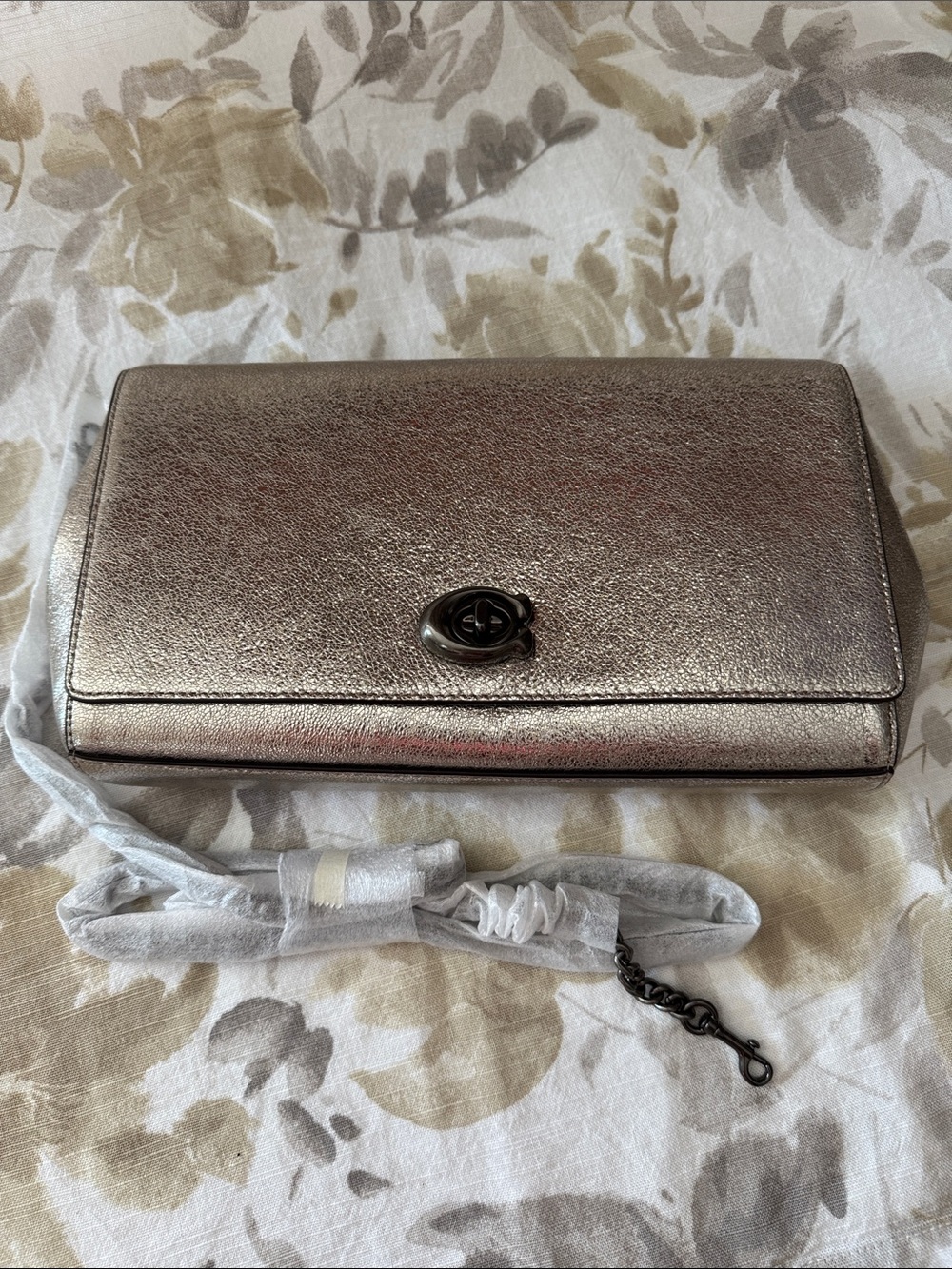 Coach Metallic Clutch with Turnlock